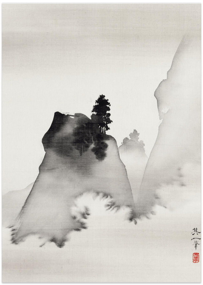 Mountains (right From the Triptych Three Evening Scenes) (19th Century) - Art Print by Suzuki Kiitsu