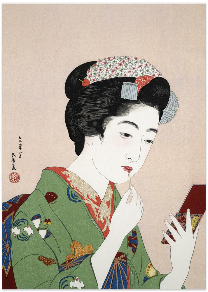 Woman Applying Rouge (1920) - Art Print by Goyō Hashiguchi