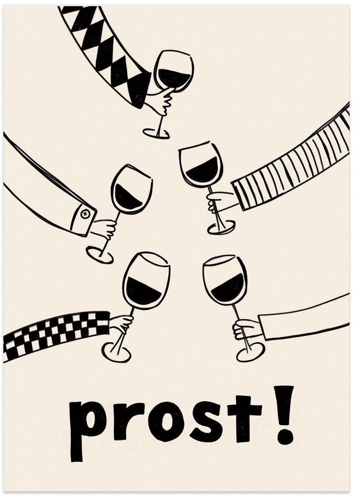 Prost! Wine Party with Friends - Art Print by Rio Soléy