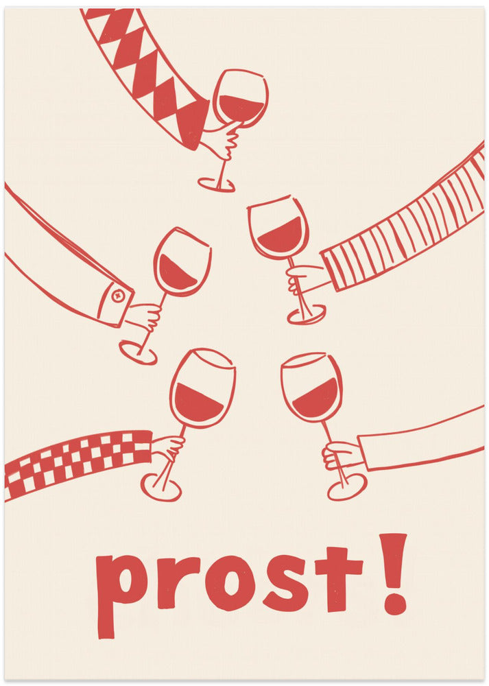 Prost! Wine Party with Friends - Art Print by Rio Soléy