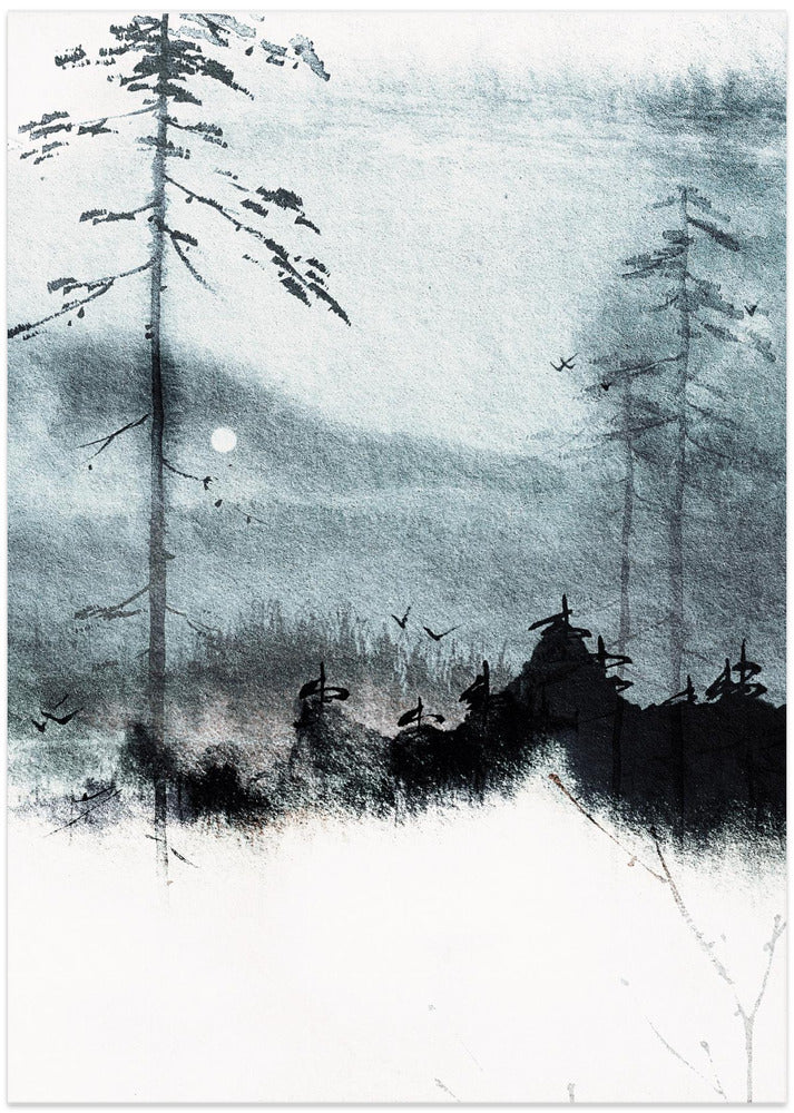 Moonlit Forest - Art Print by Treechild