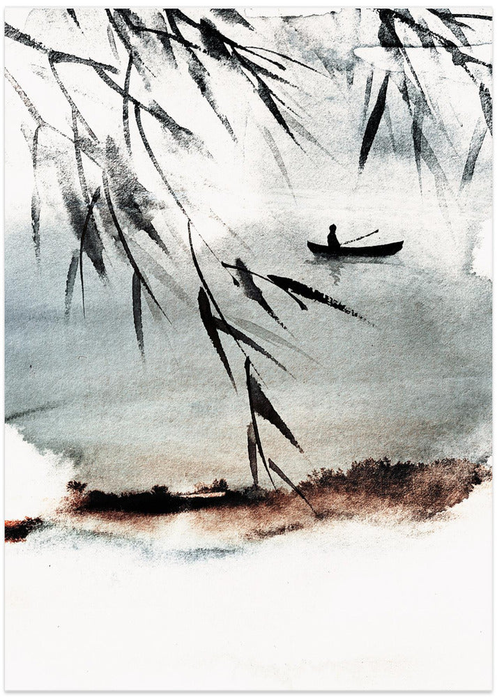 Canoe at Dusk - Art Print by Treechild