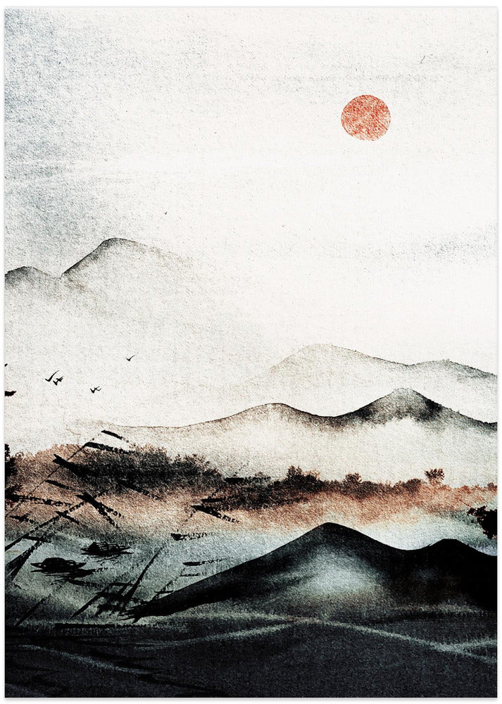Misty Sunrise Peaks - Art Print by Treechild