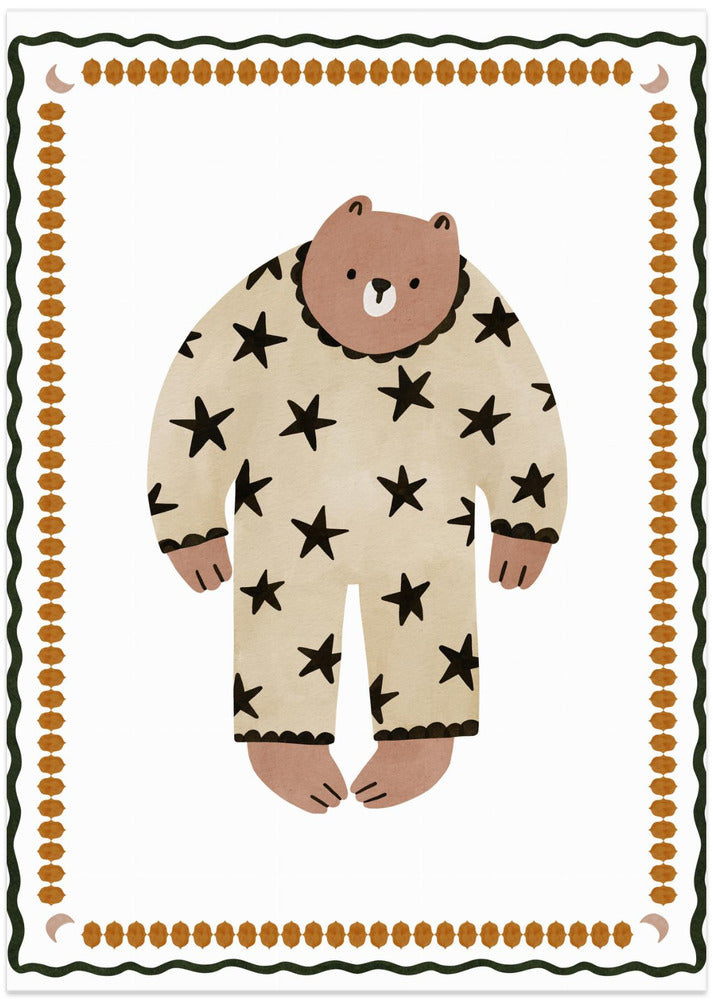 Starry Pajama Bear - Art Print by Treechild