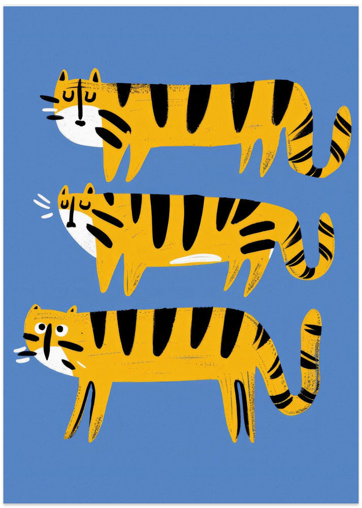 Tiger Trio Parade - Art Print by Treechild