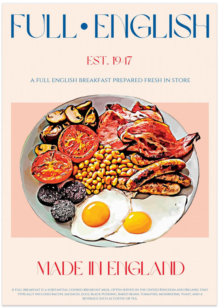 Traditional Full English Breakfast - Art Print by Nazma Khokhar