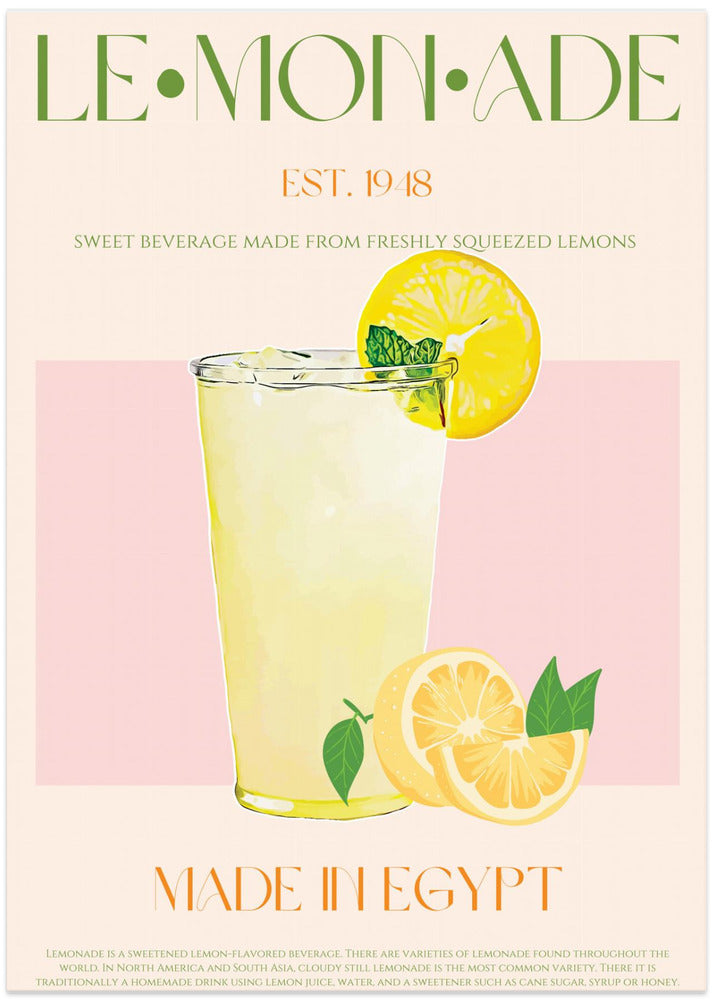 Refreshing Glass of Lemonade - Art Print by Nazma Khokhar