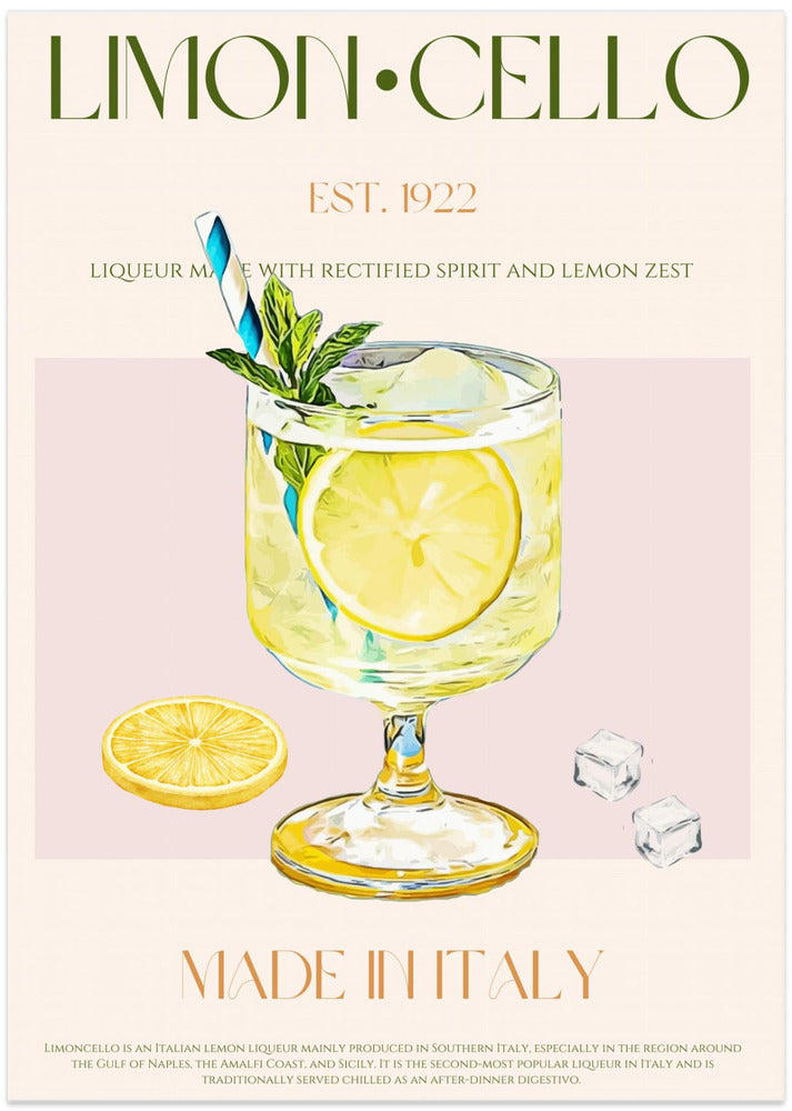 Illustration Of A Limoncello Drink - Art Print by Nazma Khokhar