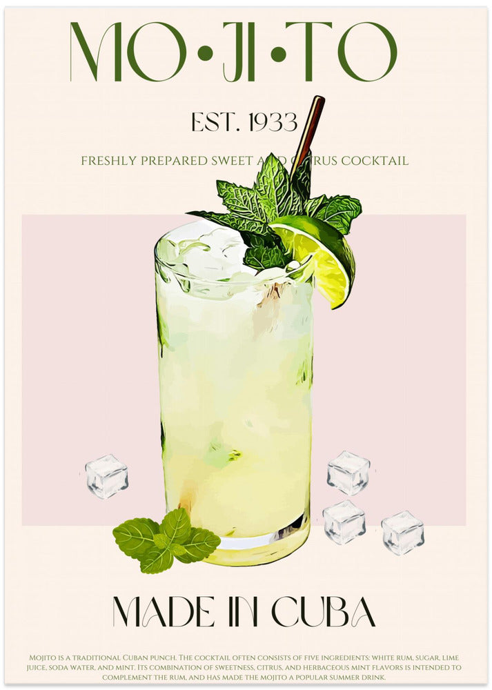 Mojito Print Cocktail - Art Print by Nazma Khokhar