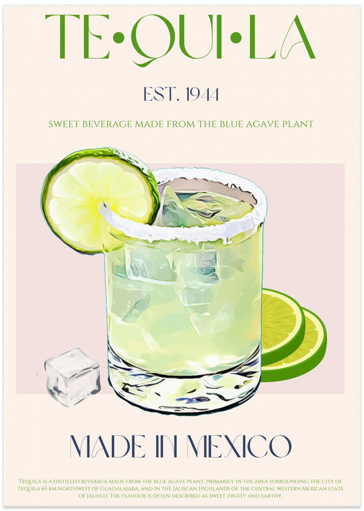 Tequila Drink With Lime And Ice - Art Print by Nazma Khokhar