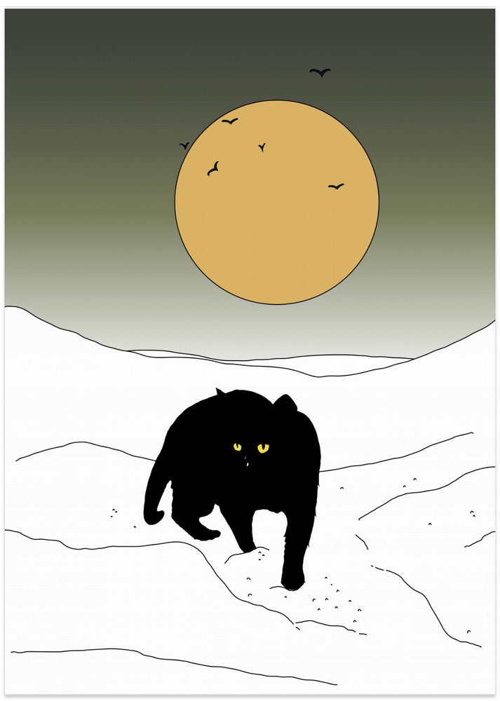 Cat In The Snow - Art Print by Nicholas