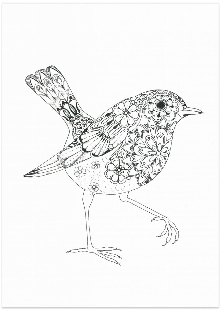 Flowered Bird Robin - Art Print by Isabelle Brent