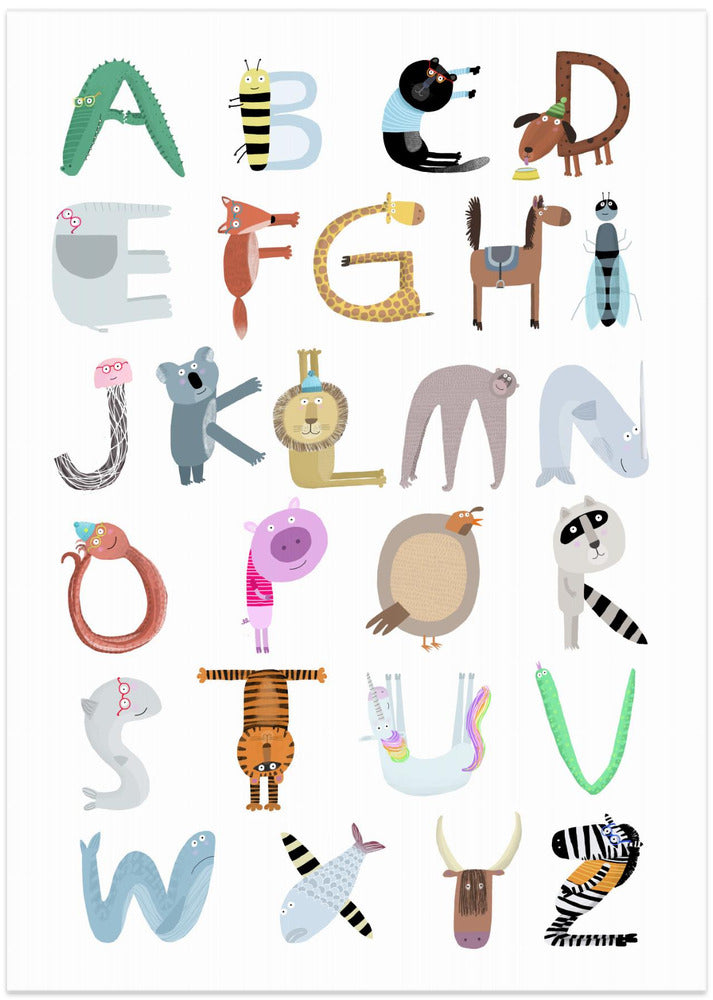 Cute Illustrated Alphabet Characters by Artist Carla Daly - Art Print by Carla Daly