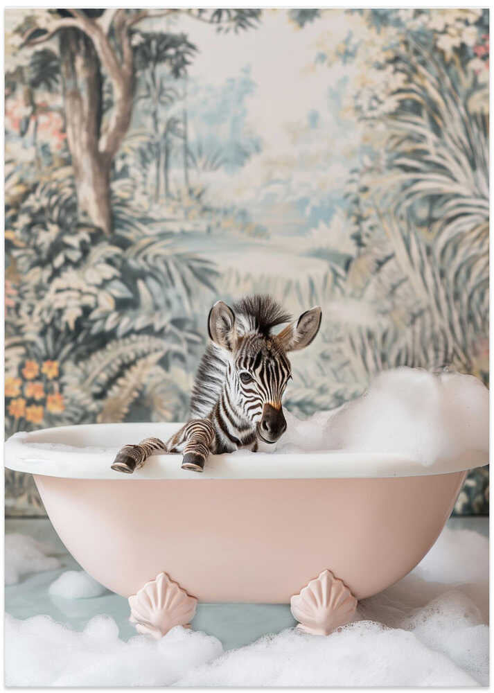 Zebra’s Bath Time - Art Print by Niky Rahner