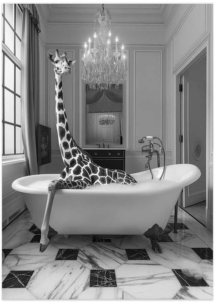 Giraffe Glam Soak - Art Print by Niky Rahner