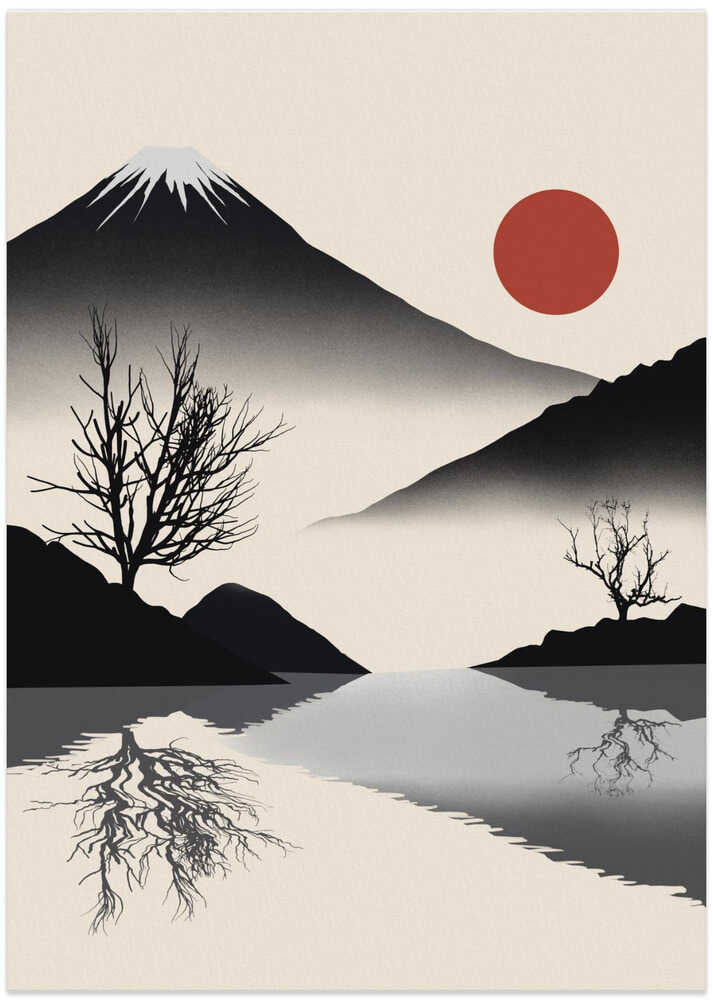 Zen landscape in black - Art Print by Little Dean