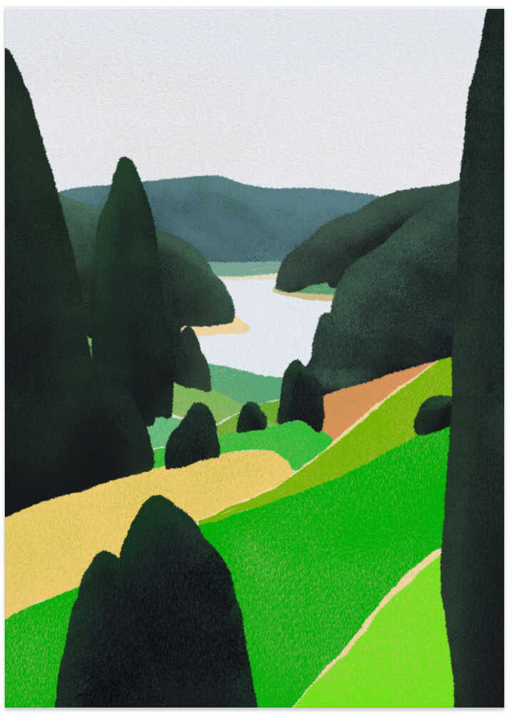 Lake In Further Distance - Art Print by Little Dean