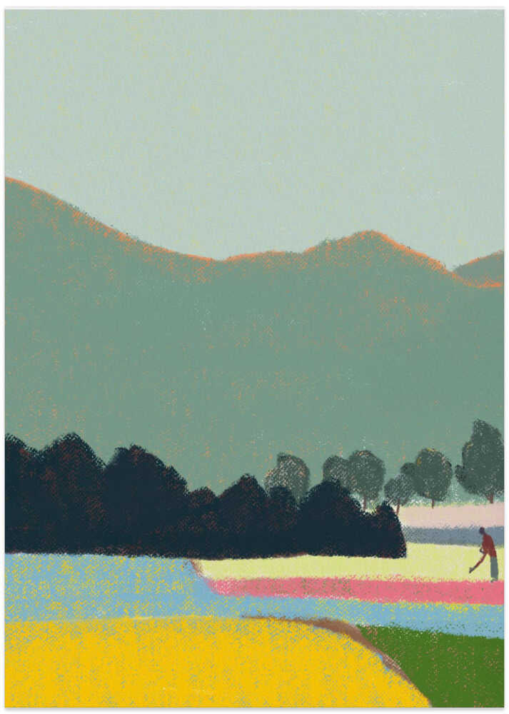 Morning in Meadows - Art Print by Little Dean