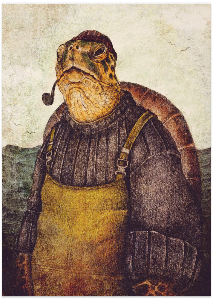 Vintage Stylish Turtle - Art Print by Mike Koubou