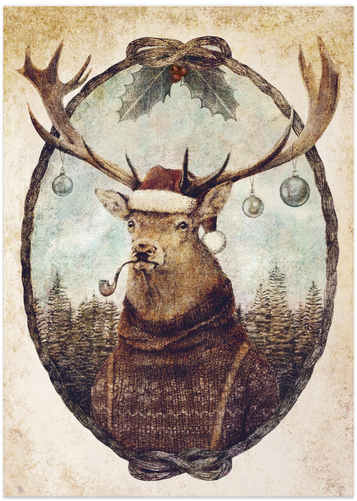 Thinking Wild Christmas - Art Print by Mike Koubou