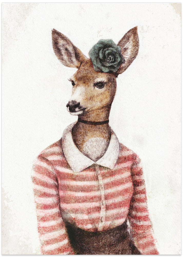 A Deer With A Human Body Shape - Art Print by Mike Koubou