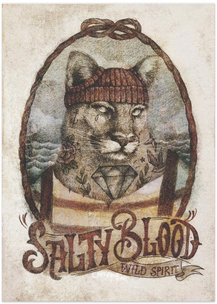 Oceanic Feline - Art Print by Mike Koubou