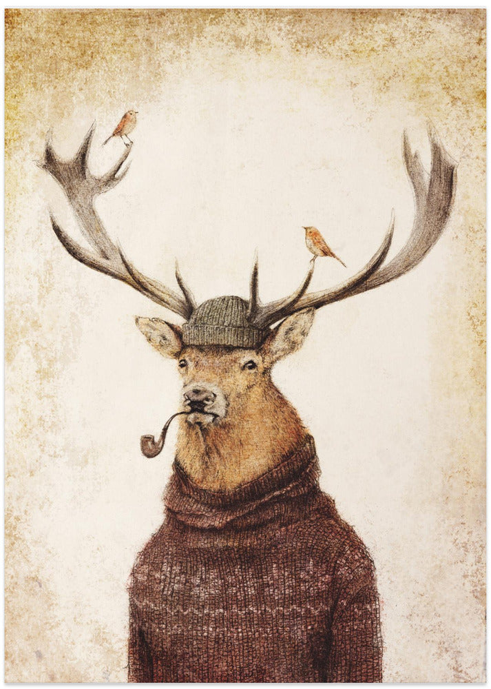 Winter Stag - Art Print by Mike Koubou