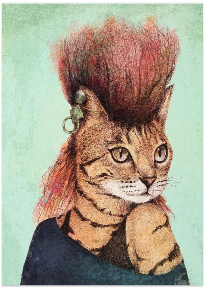 Stylish Tabby Cat - Art Print by Mike Koubou