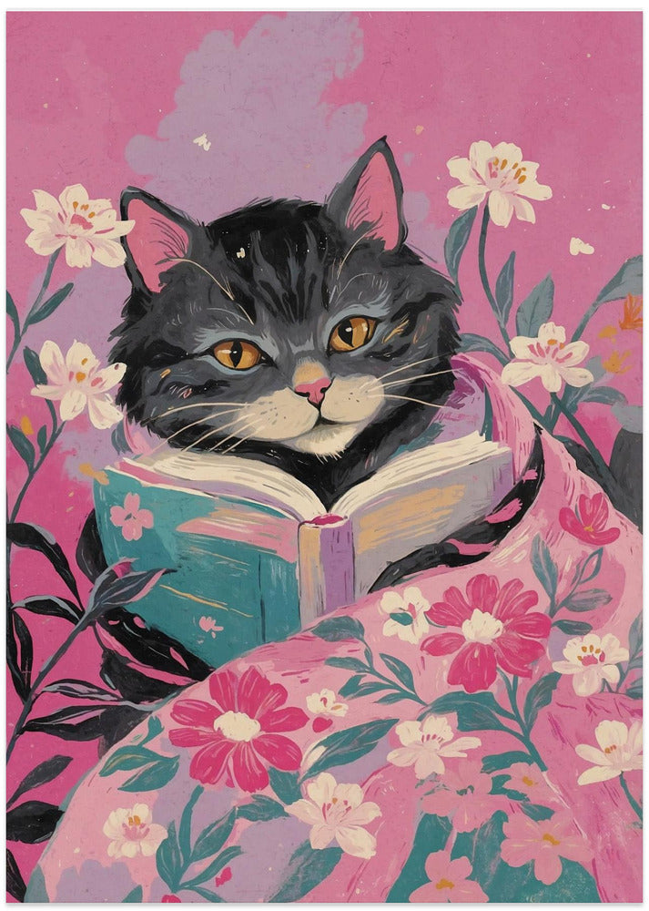 Cat With Book - Art Print by The Art Concept