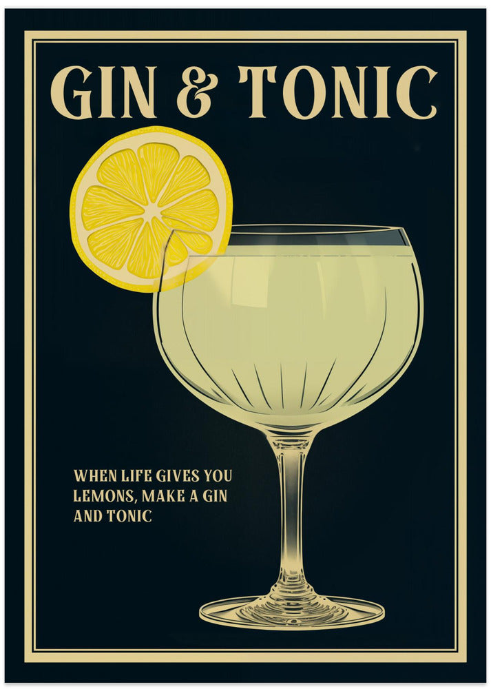 Vintage-style Gin And Tonic Artwork - Art Print by Andreas Magnusson