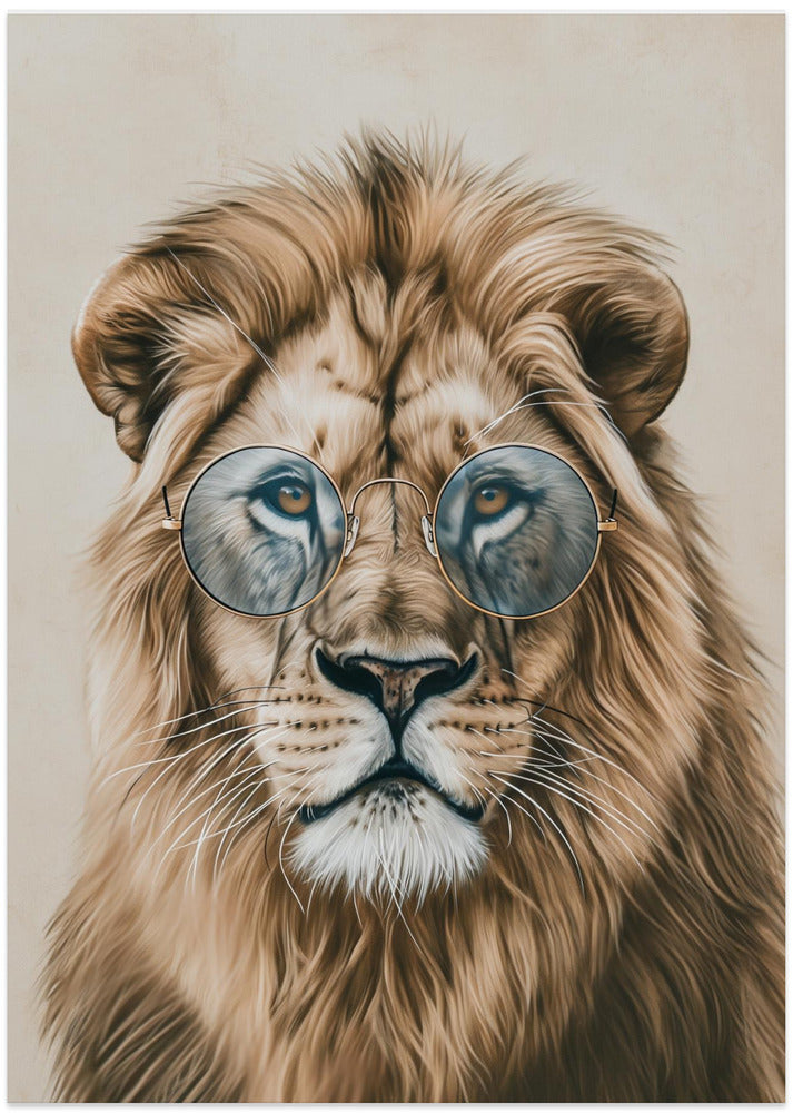 Lion in Glasses - Art Print by SHANDU