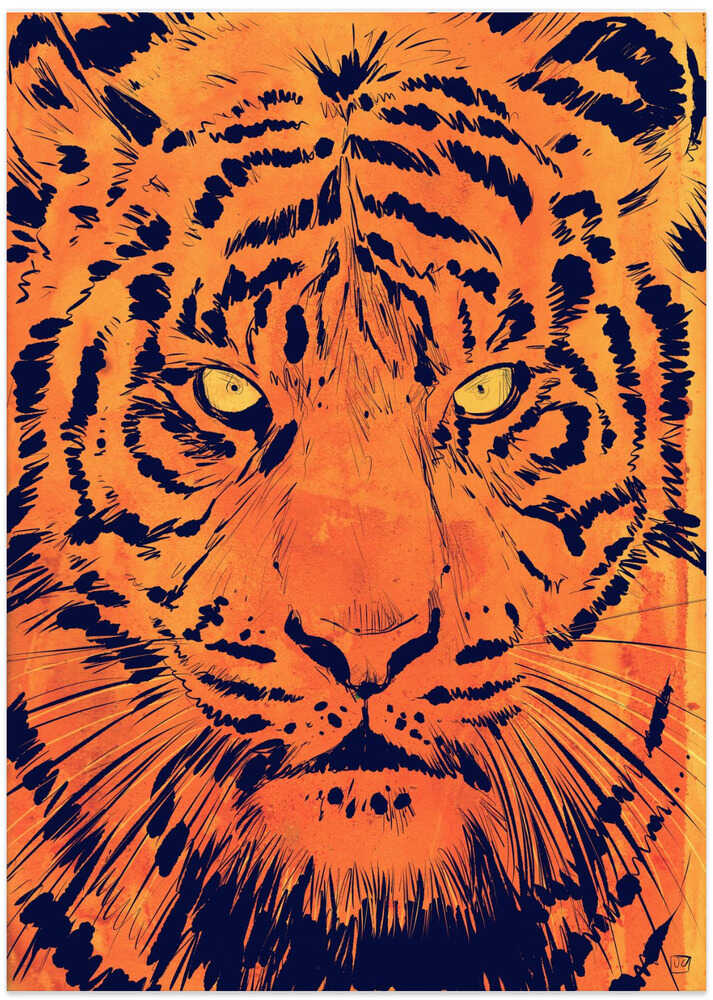 Tiger&#039;s Fiery Gaze - Art Print by Giuseppe Cristiano