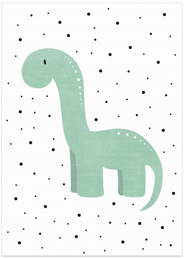 Dinosaur and Dots - Art Print by Bainai