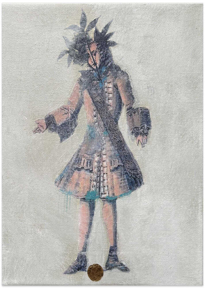 Whimsical Leaf Crowned Figure - Art Print by Karenina Fabrizzi