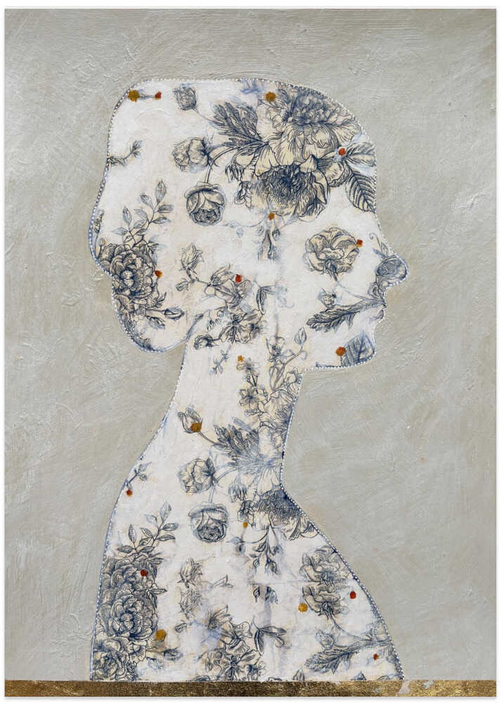 Elegant Floral Silhouette - Art Print by Karenina Fabrizzi