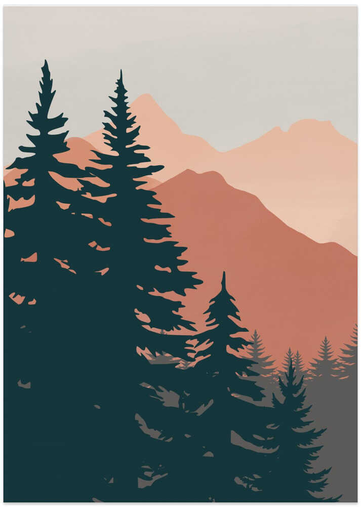 Pine Trees In The Mountains - Art Print by Little Dean