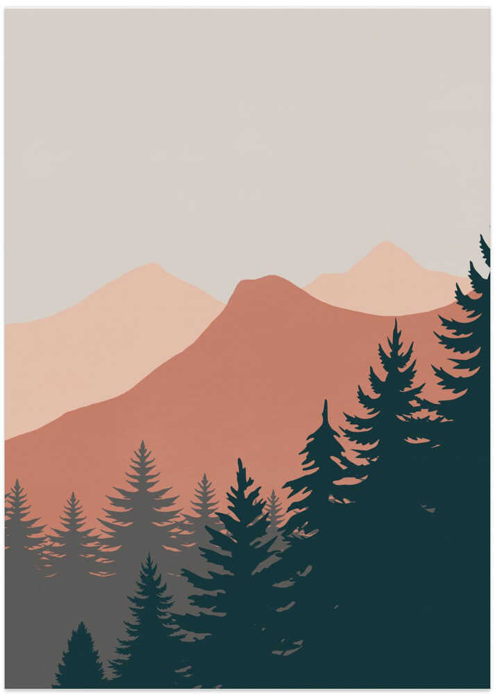 Pine Trees In The Mountains - Art Print by Little Dean