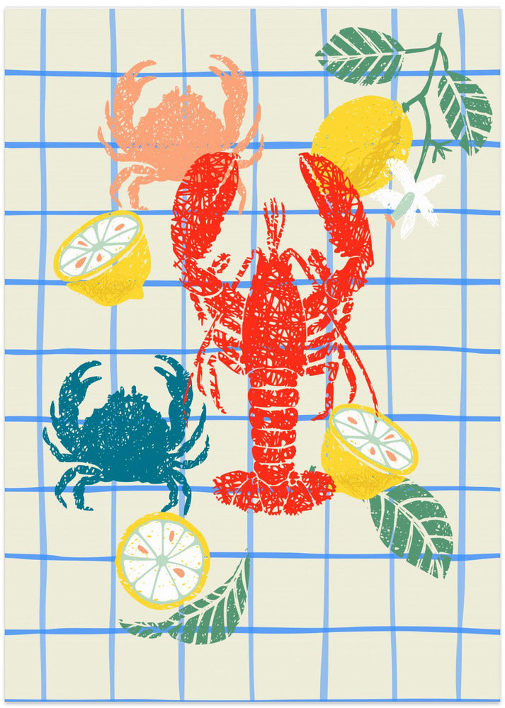 Lobster and lemons - Art Print by Annick