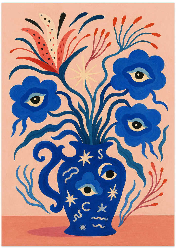 Mystical Eyed Flowers - Art Print by Marianne Bassil