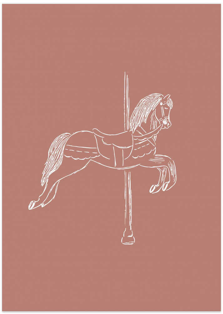 Circus Horse Vintage Red - Art Print by Aminah Eleonora