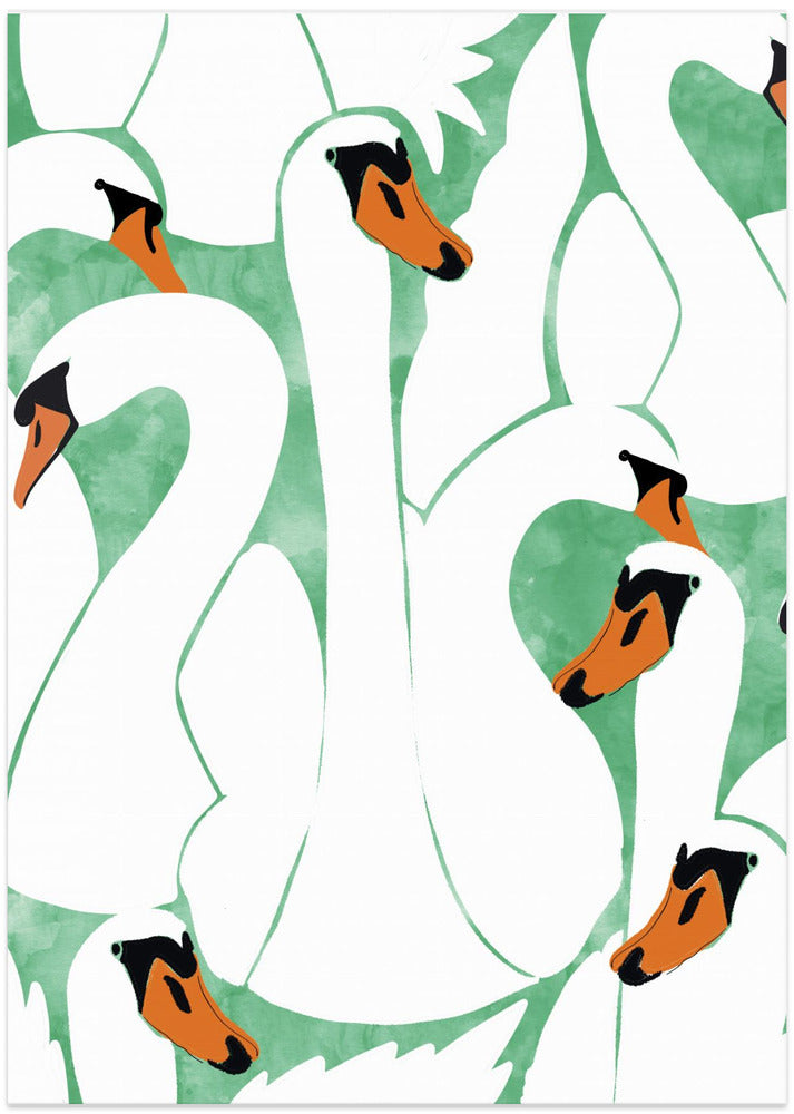 Graceful Swans - Art Print by Uma Gokhale