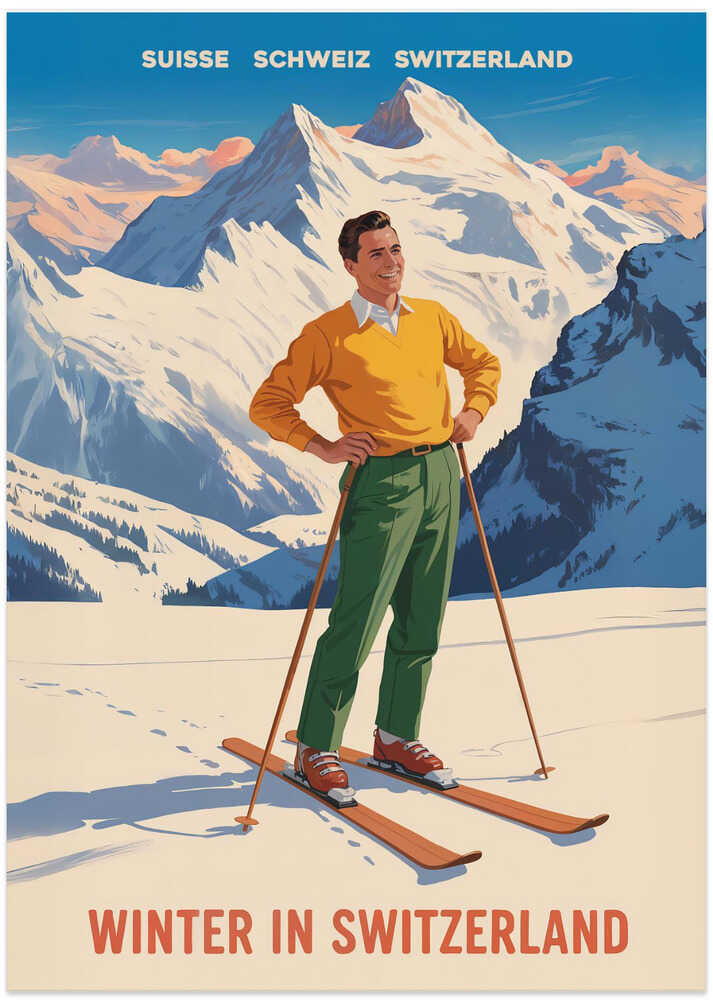Swiss Alpine Bliss - Art Print by Andreas Magnusson Travel Poster