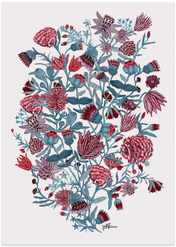 Intricate Botanical Flowers - Art Print by Paulina Vårregn
