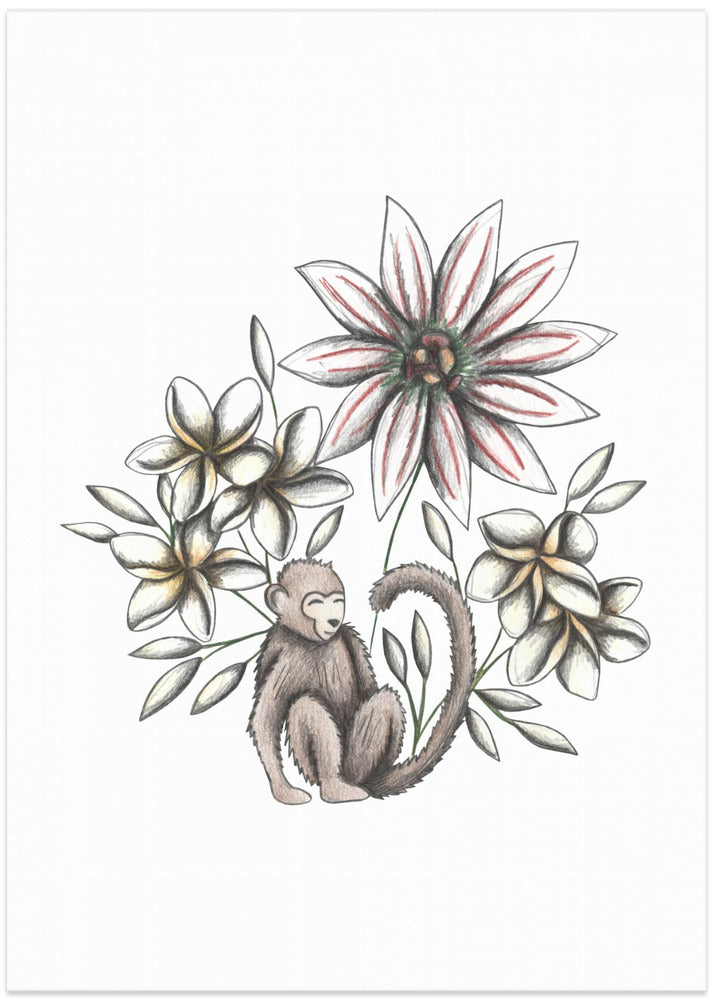 Monkey&#039;s Floral Dream - Art Print by Cecilia Battaini