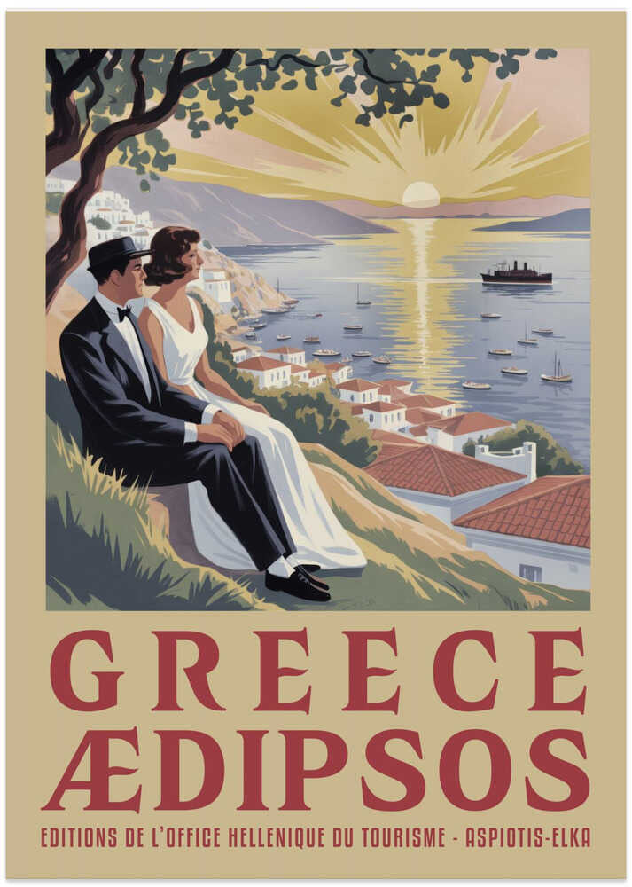 Greece Vintage Travel Poster - Art Print by Andreas Magnusson Travel Poster