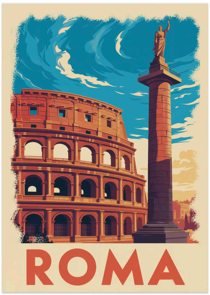 Roma Vintage Travel Poster - Art Print by Andreas Magnusson Travel Poster