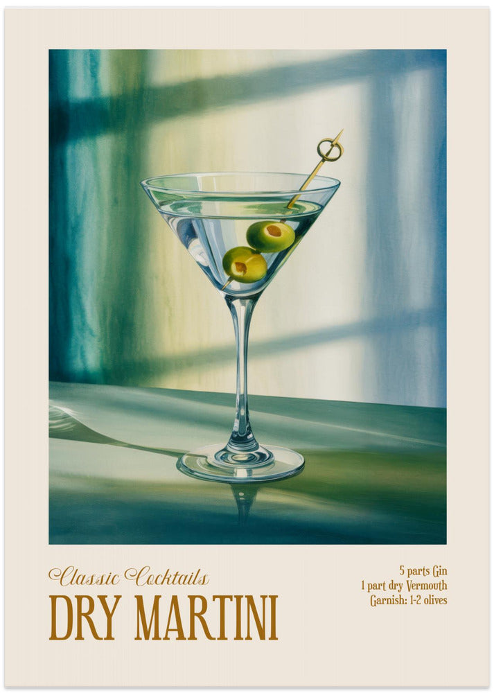 Classic Cocktails - Dry Martini - Art Print by Andreas Magnusson