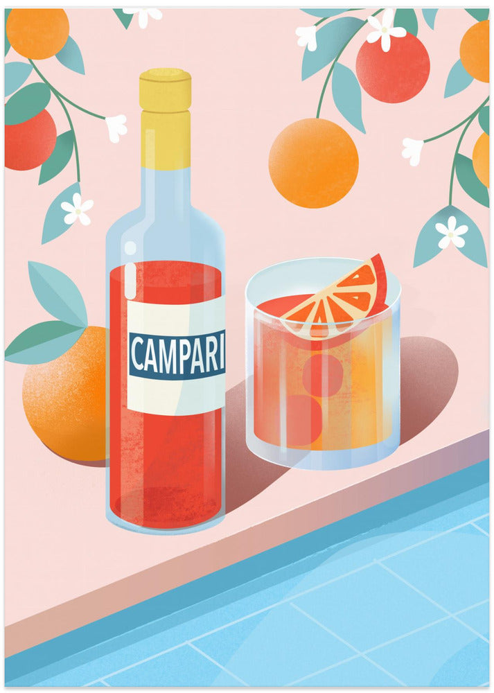 Negroni Cocktail - Art Print by Petra Lizde
