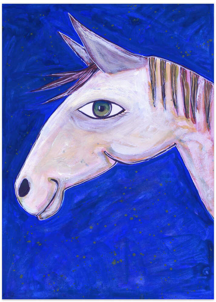 Dreaming of Horses Luminous Blue - Art Print by Sharyn Bursic