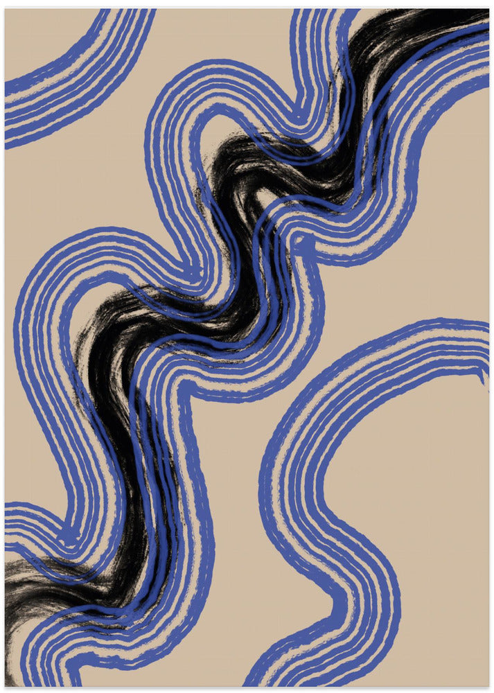 Black and Blue Lines - Art Print by THE MIUUS STUDIO